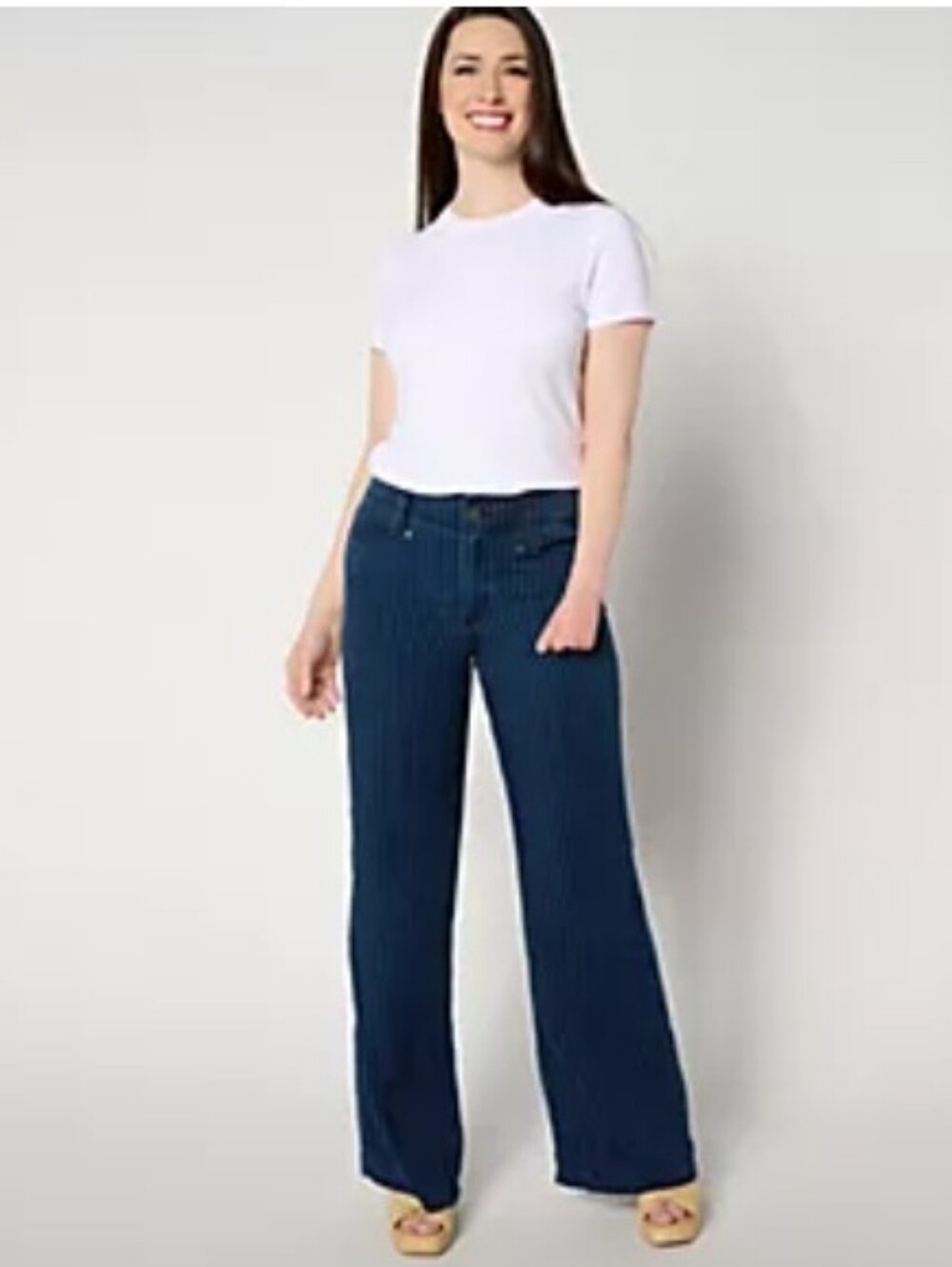 NYDJ Women's Teresa Wide Leg Pants Tencel Lyocell Dark Ocean Size 8